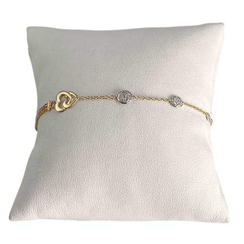 Bracelet d'occasion or 750 2 tons coeur maille forcat diamants 18 cm