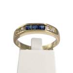 Bague d'occasion or 750 jaune saphirs diamants - vue 1