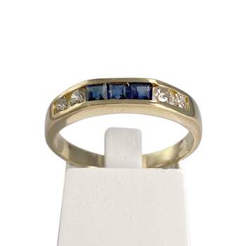 Bague d'occasion or 750 jaune saphirs diamants