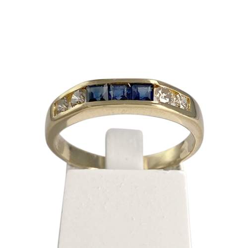 Second-hand gold ring 750 yellow sapphires diamonds