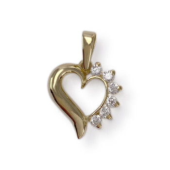 Pendentif coeur d'occasion or 750 jaune zirconias