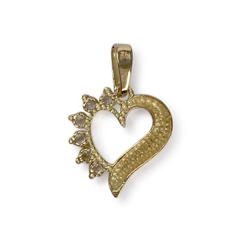 Pendentif coeur d'occasion or 750 jaune zirconias