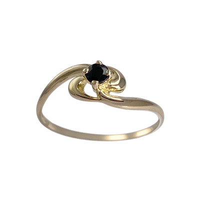 Tweedehands goud 750 gele saffier ring