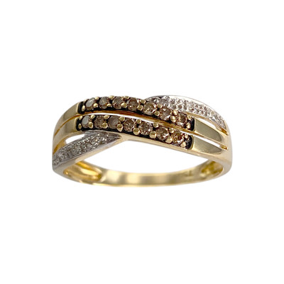 Bague d'occasion or 750 2 tons  diamants - vue 1