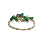 Bague d'occasion or 750 2 tons émeraudes diamants - vue 1