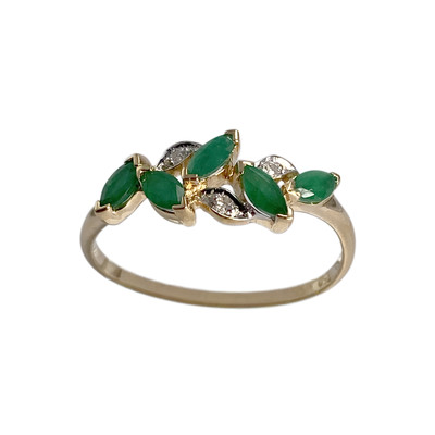 Bague d'occasion or 750 2 tons émeraudes diamants - vue 1