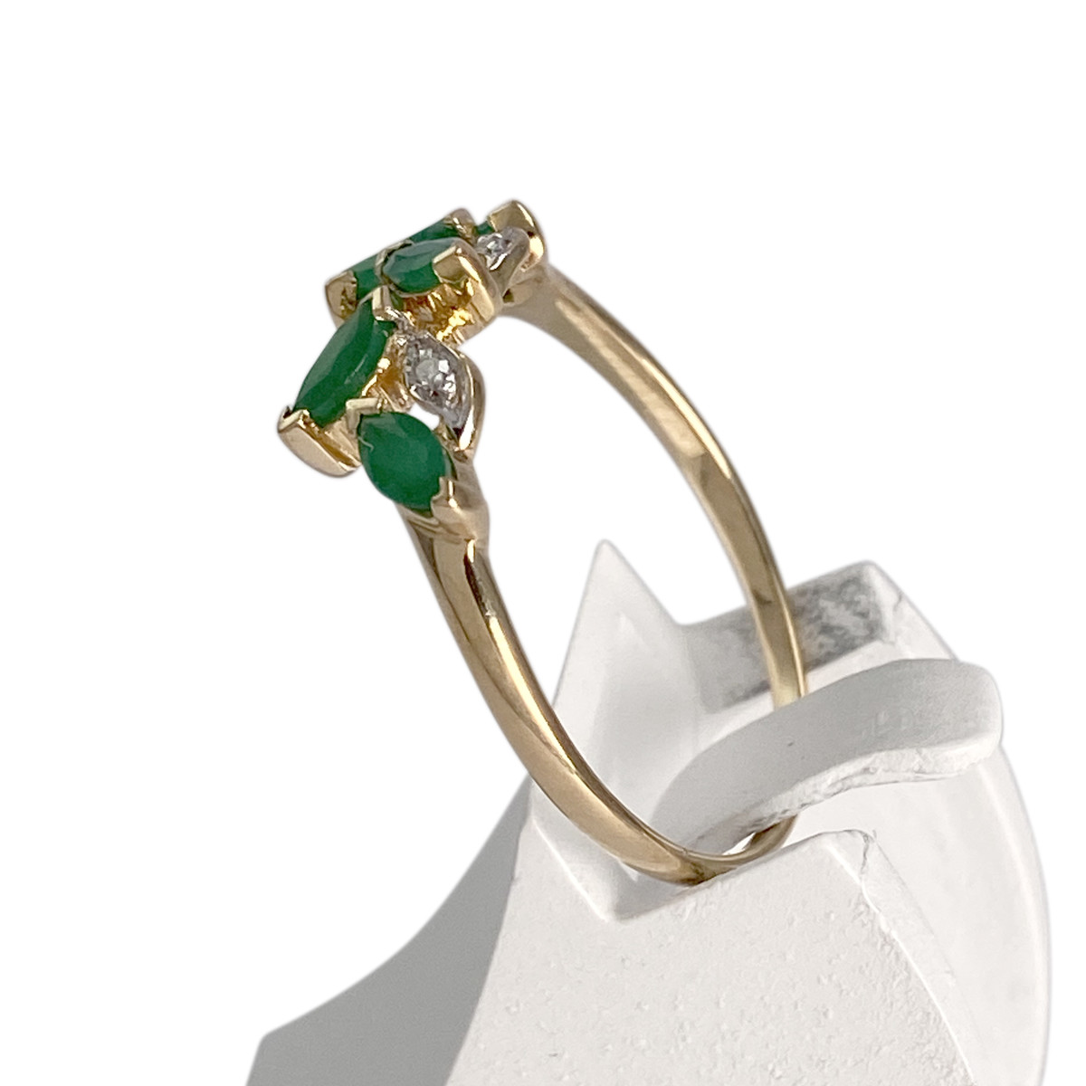 Bague d'occasion or 750 2 tons émeraudes diamants - vue 2