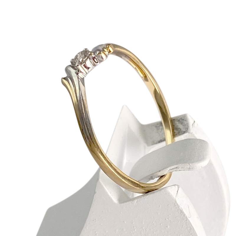 Solitaire d'occasion or 750 2 tons diamant - vue 2