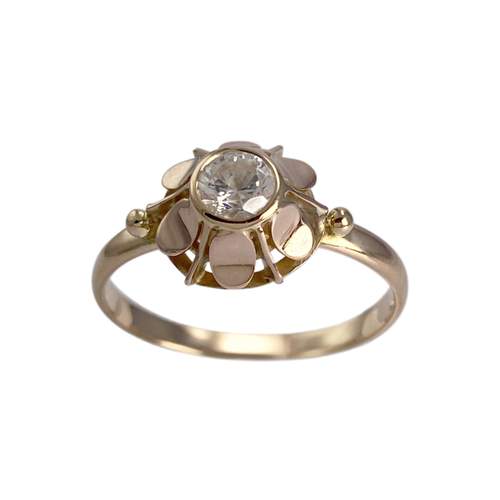 Pre-owned 750 rose gold solitaire ring with zirconia