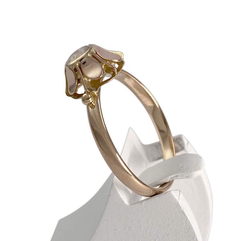 Solitaire d'occasion or 750 rose zirconia - vue 2