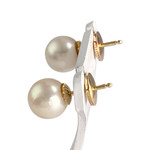 Boucles d'oreilles d'occasion or 750 jaune perle de culture - vue 2