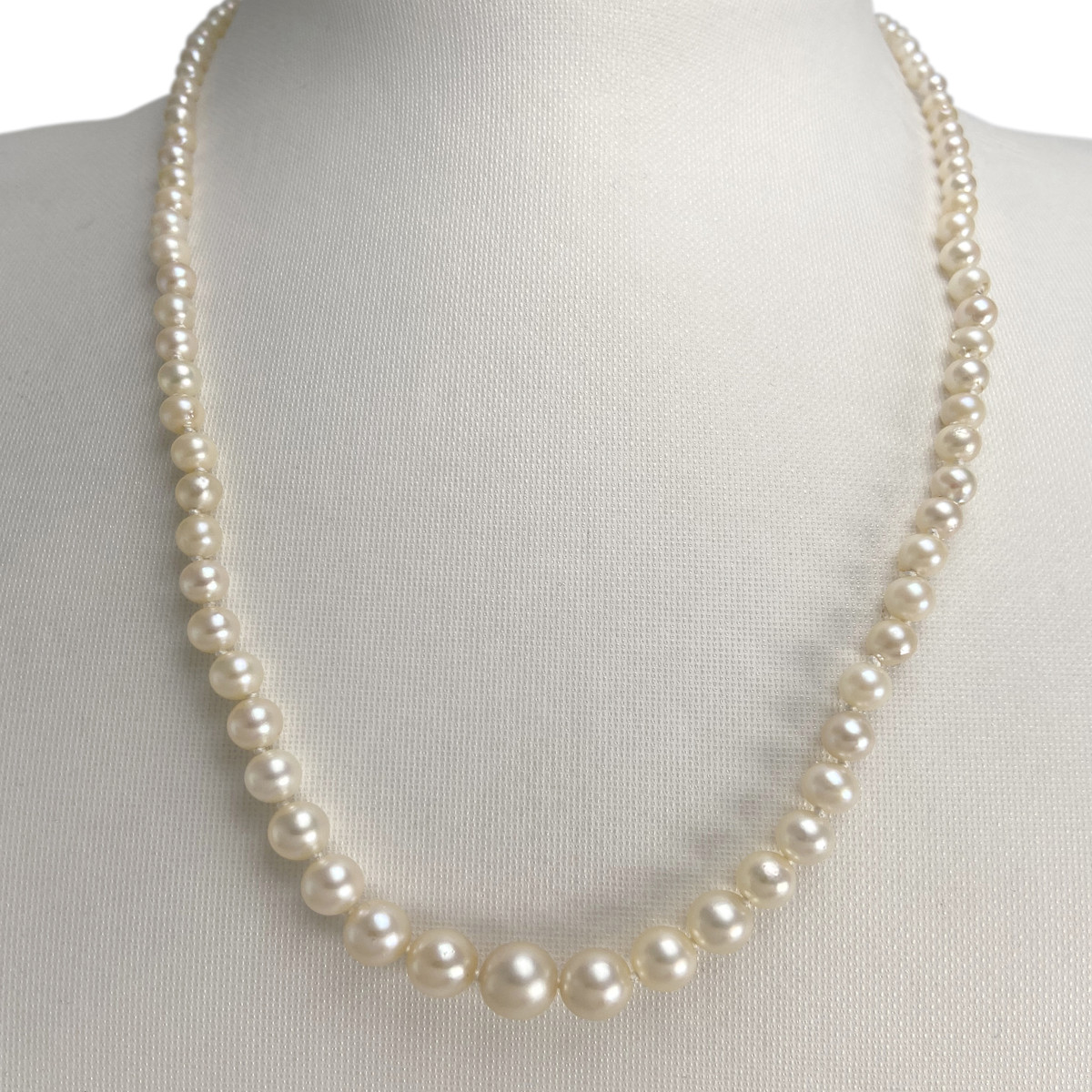 Collier en chute d'occasion or 750 jaune maille perles perle de culture - vue 2