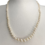 Collier en chute d'occasion or 750 jaune maille perles perle de culture - vue 2