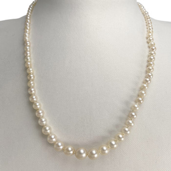 Collier en chute d'occasion or 750 jaune maille perles perle de culture