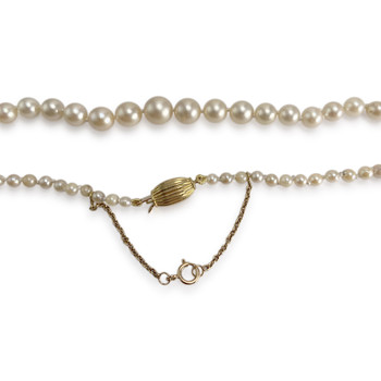 Collier en chute d'occasion or 750 jaune maille perles perle de culture