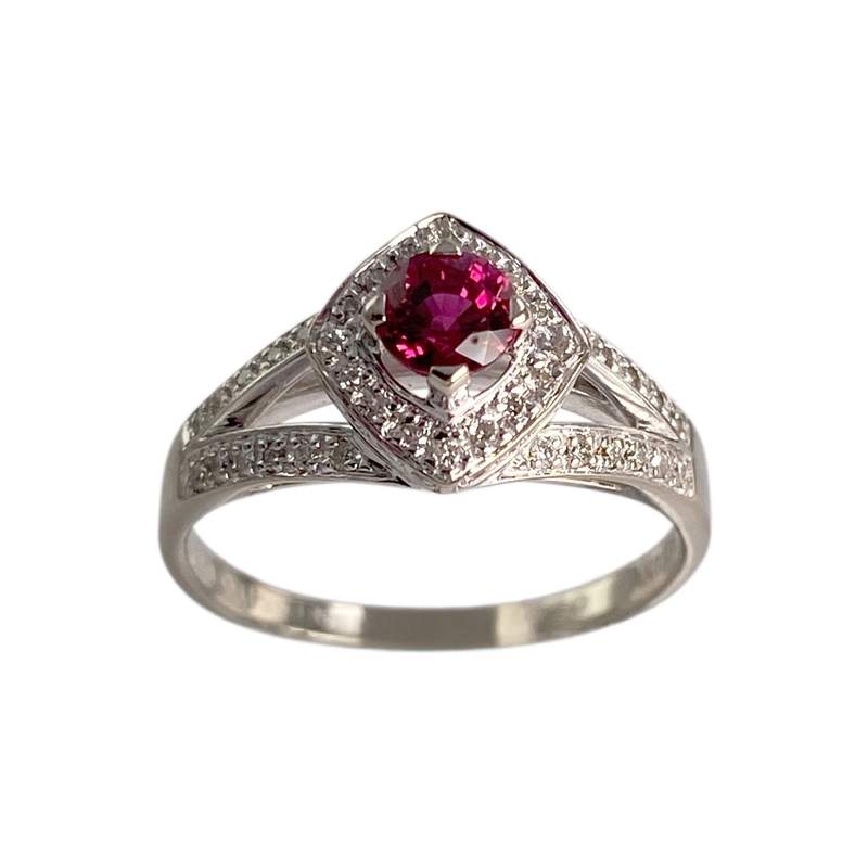 Bague MAUBOUSSIN d'occasion or 750 blanc rubis diamants - vue 1