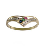Bague d'occasion or 750 2 tons rubis émeraude saphir diamants - vue 1