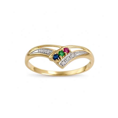 Bague d'occasion or 750 2 tons rubis émeraude saphir diamants