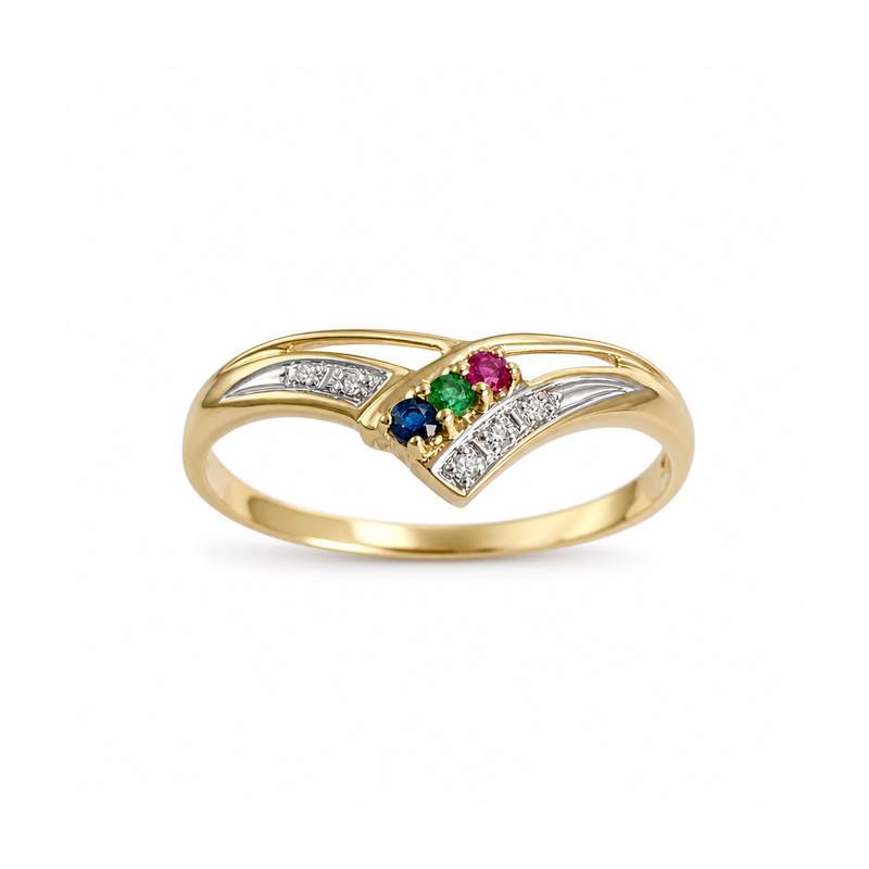 Bague d'occasion or 750 2 tons rubis émeraude saphir diamants - vue 1