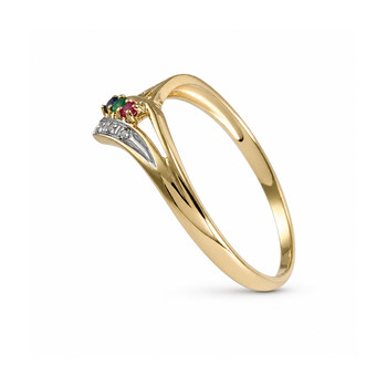 Bague d'occasion or 750 2 tons rubis émeraude saphir diamants