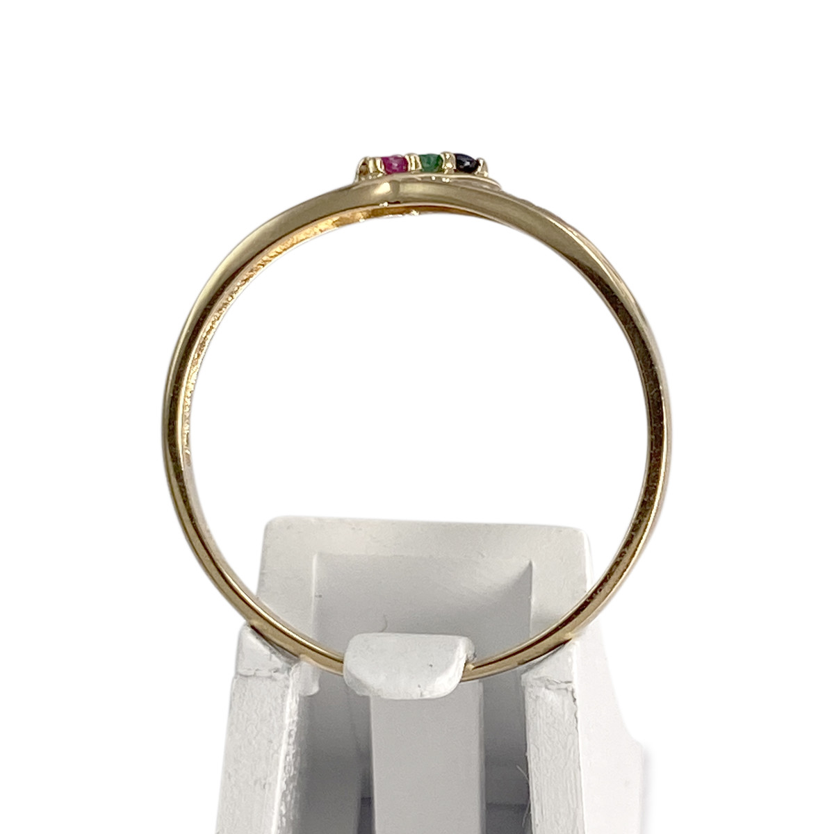 Bague d'occasion or 750 2 tons rubis émeraude saphir diamants - vue 3