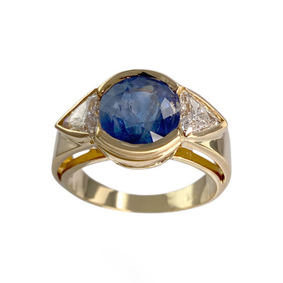 Bague d'occasion or 750 jaune saphir diamant