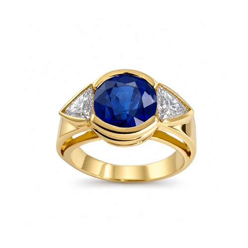Bague d'occasion or 750 jaune saphir diamant