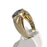 Bague d'occasion or 750 jaune saphir diamant - vue 2