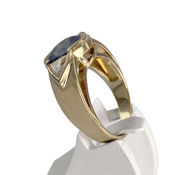 Second-hand gold 750 yellow sapphire diamond ring