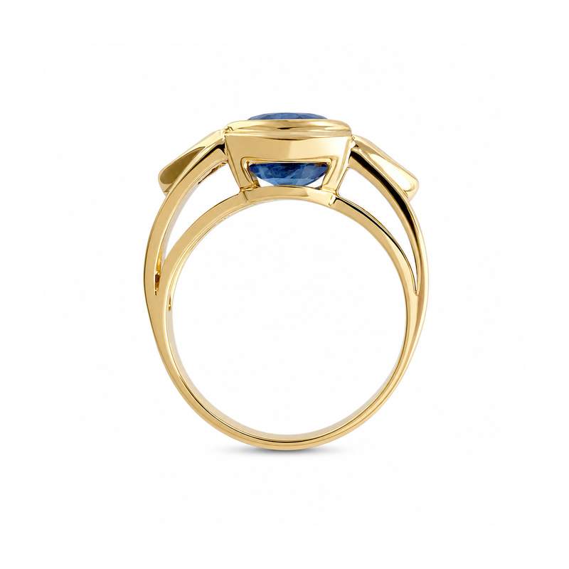 Bague d'occasion or 750 jaune saphir diamant - vue 3