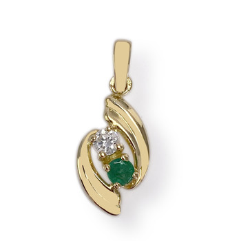 Pre-owned 750 yellow gold pendant with emerald-cut zirconia