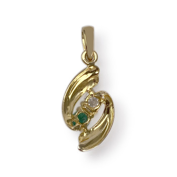 Pre-owned 750 yellow gold pendant with emerald-cut zirconia