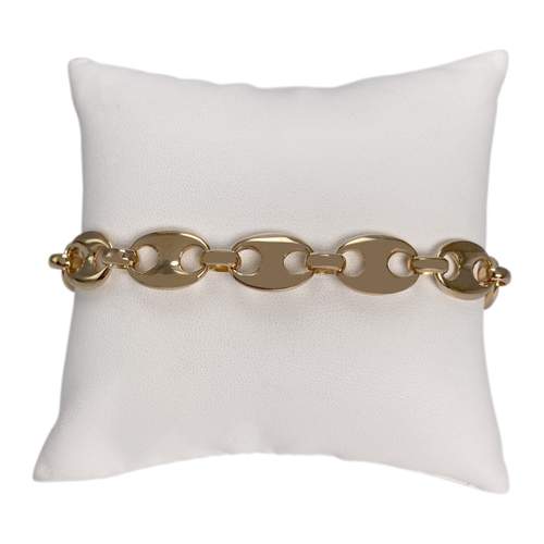 Pre-owned 750 yellow gold bracelet with coffee bean-shaped links, 23 cm