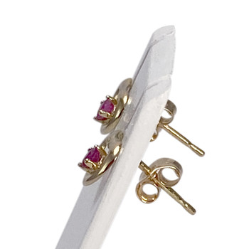 Boucles d'oreilles d'occasion or 750 jaune coeur rubis