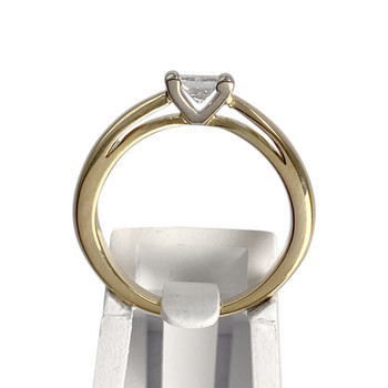 Tweedehands Solitaire-ring, 750 geelgoud, met diamant