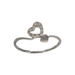 Bague d'occasion or 375 blanc coeur diamants - vue 1