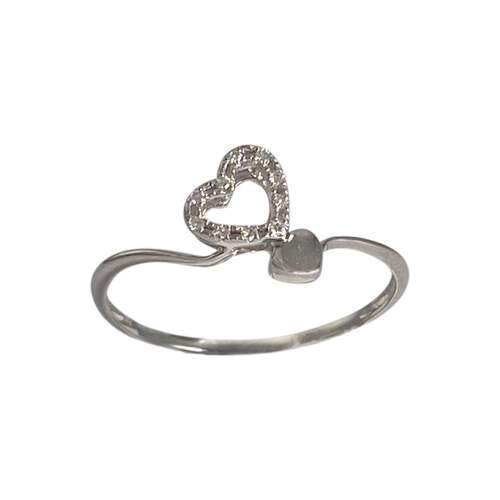 Bague d'occasion or 375 blanc coeur diamants