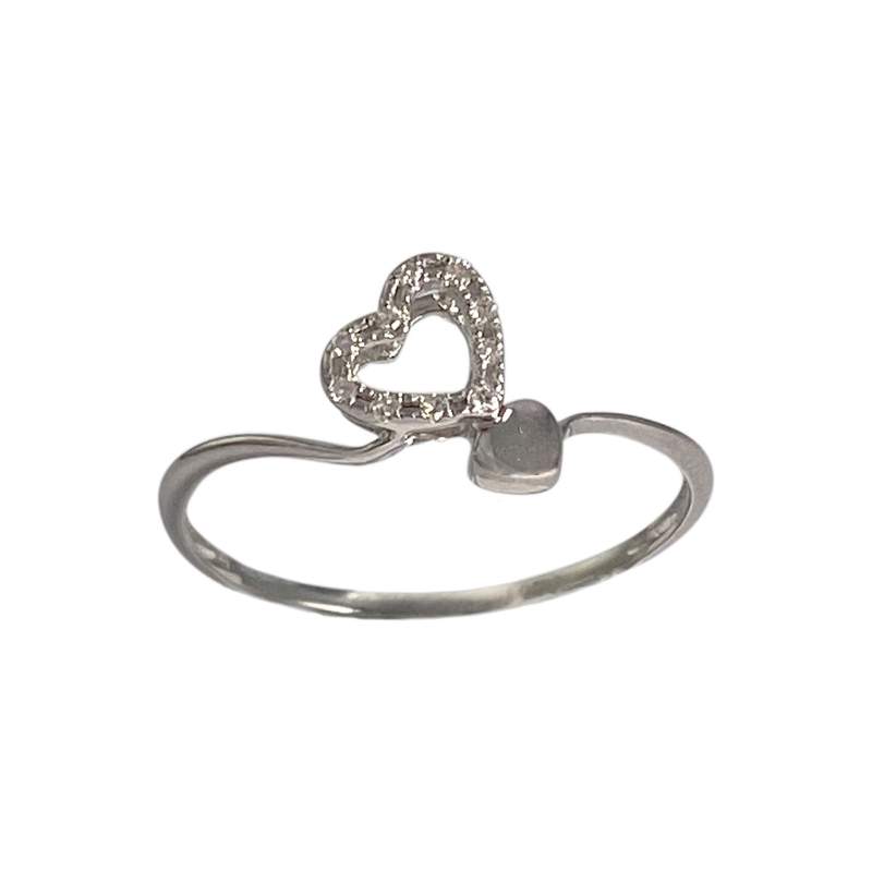 Bague d'occasion or 375 blanc coeur diamants - vue 1