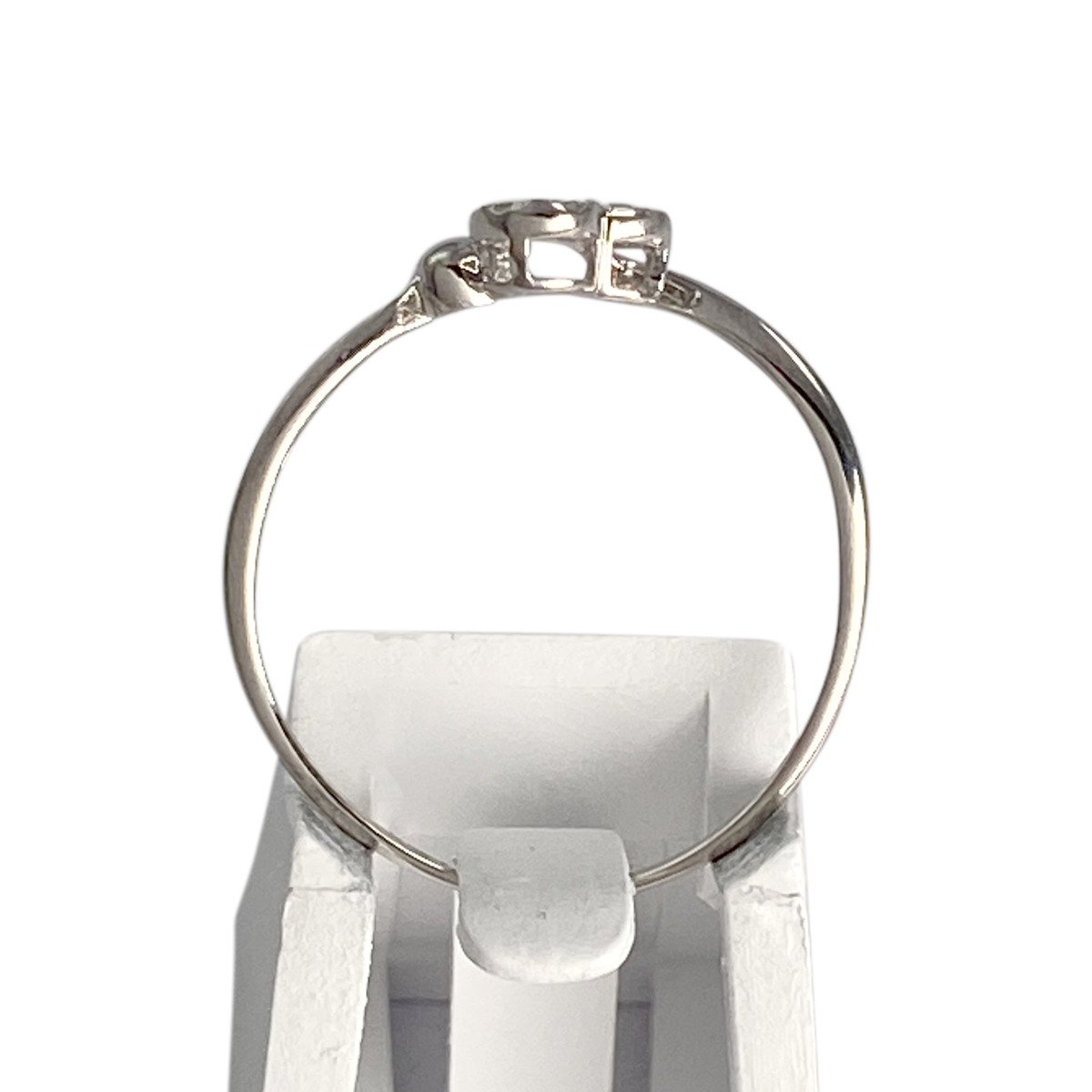 Bague d'occasion or 375 blanc coeur diamants - vue 3
