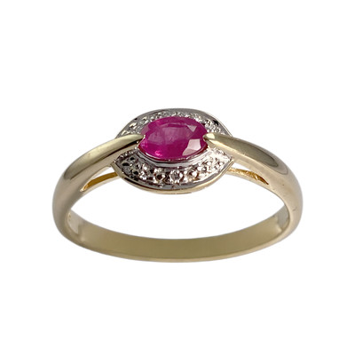 Bague d'occasion or 750 2 tons rubis diamants - vue 1