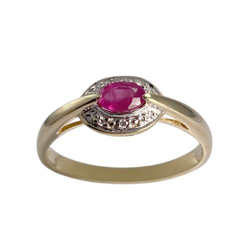 Bague d'occasion or 750 2 tons rubis diamants