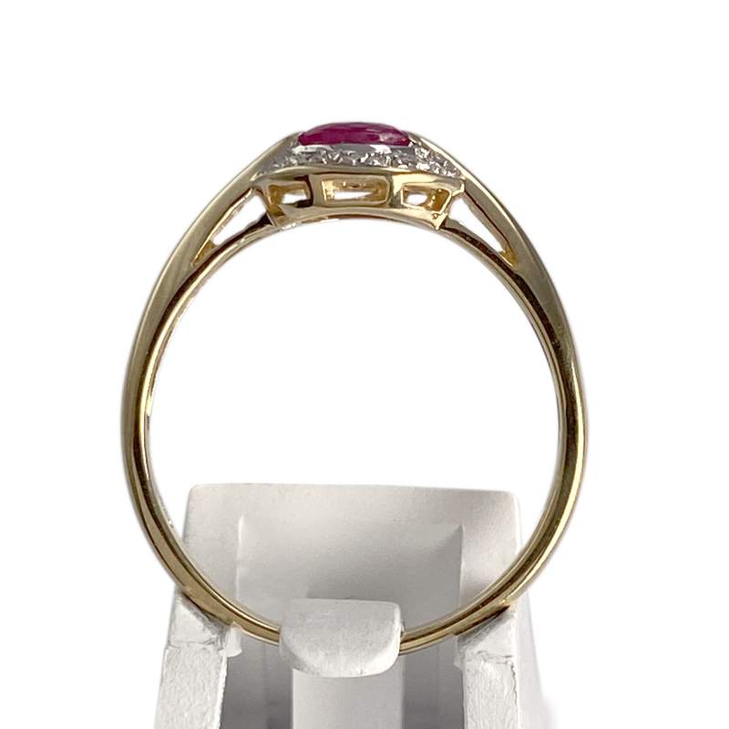 Bague d'occasion or 750 2 tons rubis diamants - vue 3