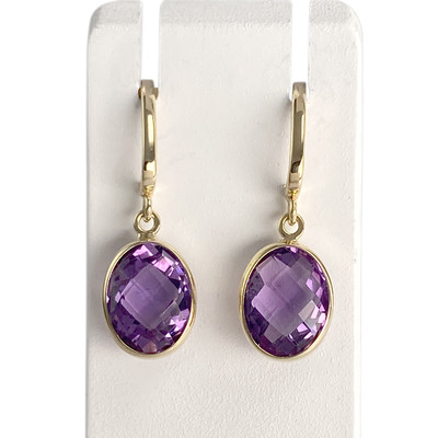 Boucles d'oreilles d'occasion or 750 jaune amethyste