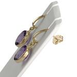 Boucles d'oreilles d'occasion or 750 jaune amethyste - vue 2