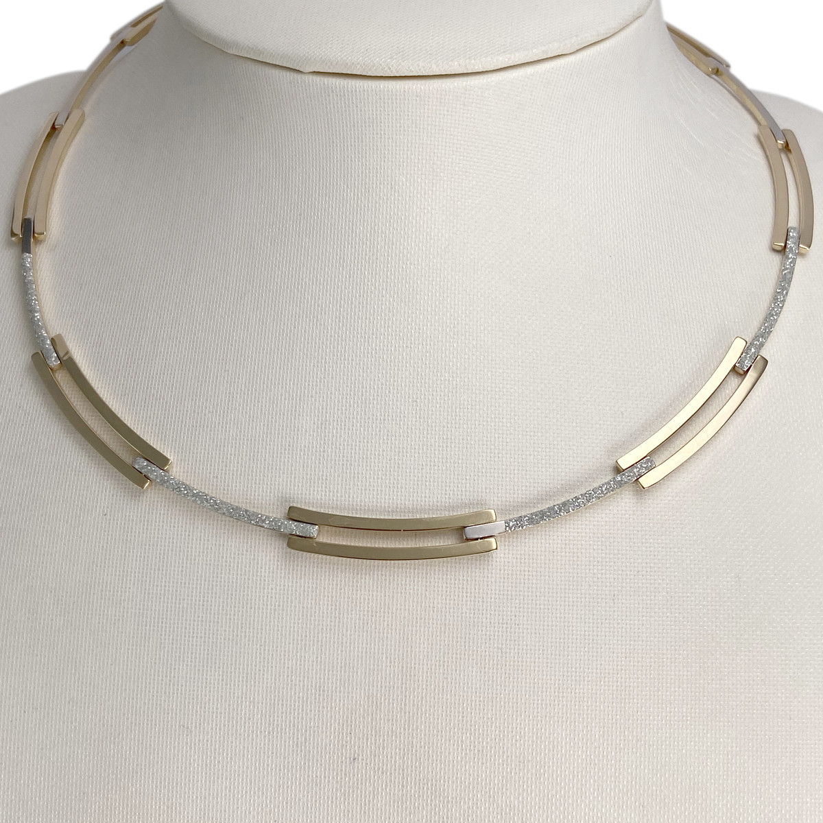 Collier d'occasion 2 tons or 750 maille fantaisie - vue 2