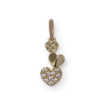 Pre-owned 750 yellow gold heart pendant with cubic zirconia