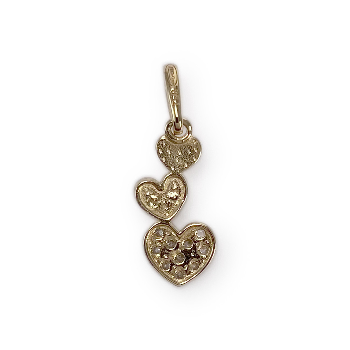 Pendentif coeurs d'occasion or 750 jaune zirconias - vue 2