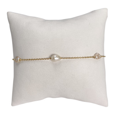 Bracelet d'occasion or 750 jaune maille forcat perles keshi 19 cm