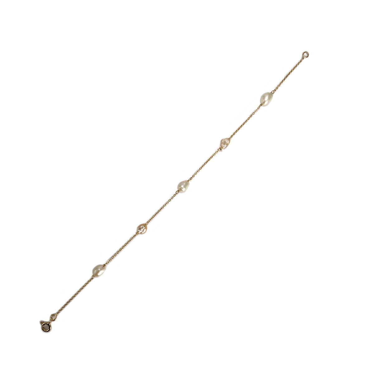 Bracelet d'occasion or 750 jaune maille forcat perles keshi 19 cm - vue 2