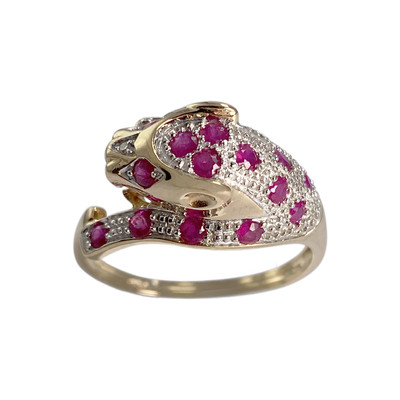 Bague d'occasion or 750 2 tons rubis diamant - vue 1
